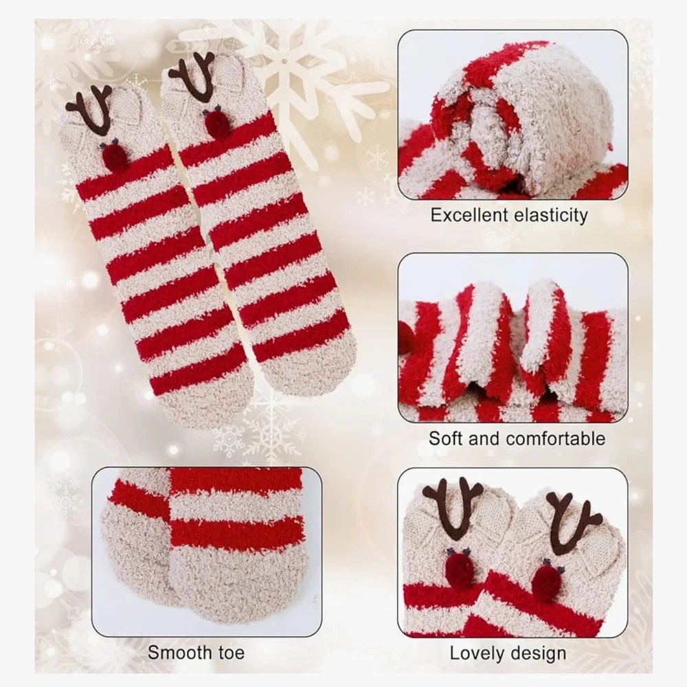 🆕 3 Pairs Womens Fuzzy Socks Cozy Winter Warm Fluffy Soft Cute Animal